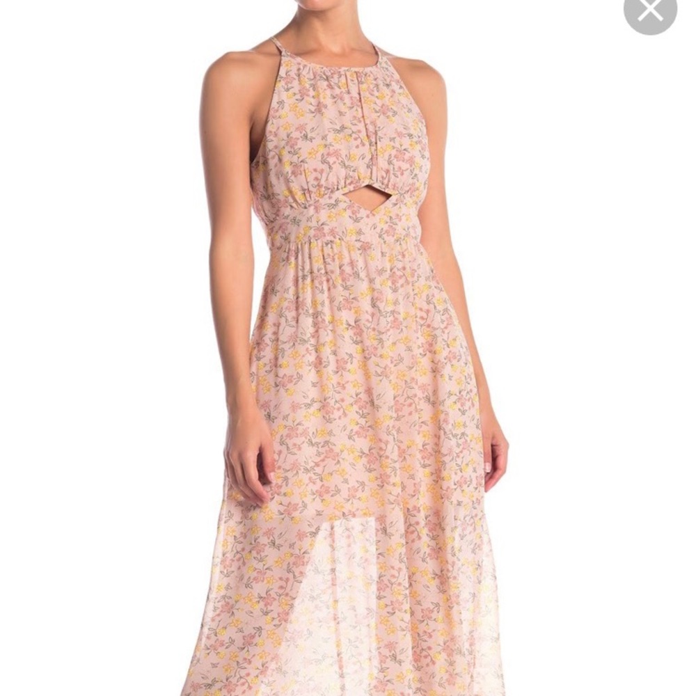 Women' Floral Print Asymmetrical Shirred MaxiDress